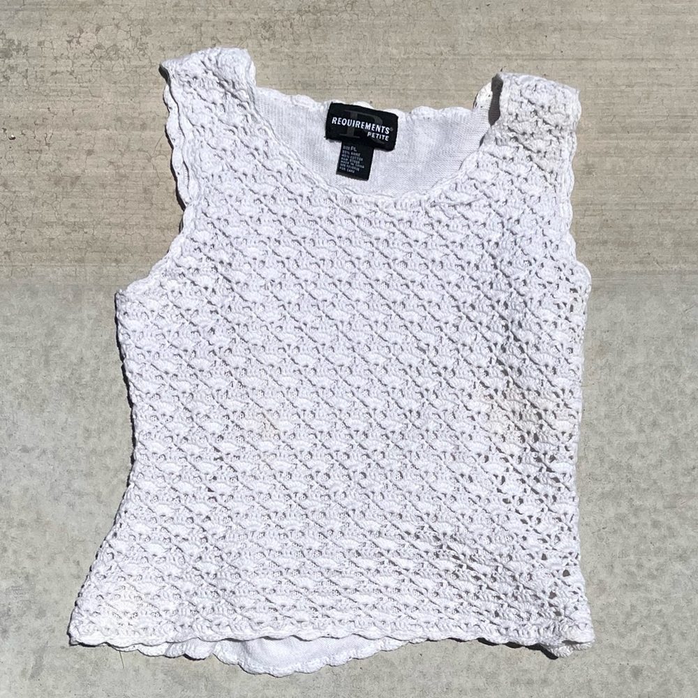 Vintage White Crochet Tank Top- Size Large